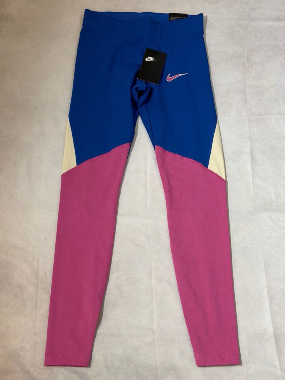 Nike One Colorblock Tight Fit Leggings Blue Pink Cream XS NWT